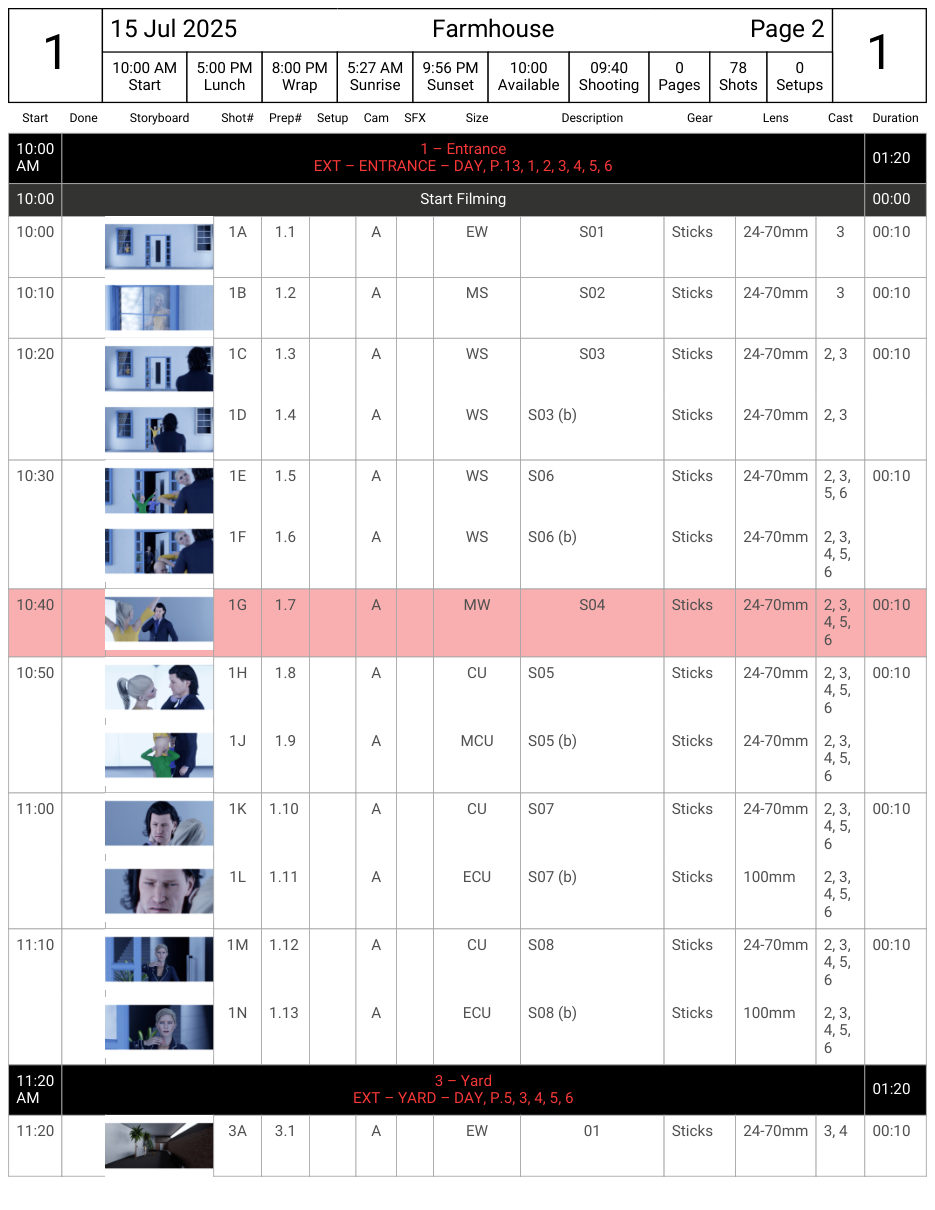 Editing timeline